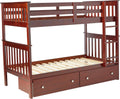 Twin Dark Cappuccino Bunk Bed with Under Bed Drawers J57192