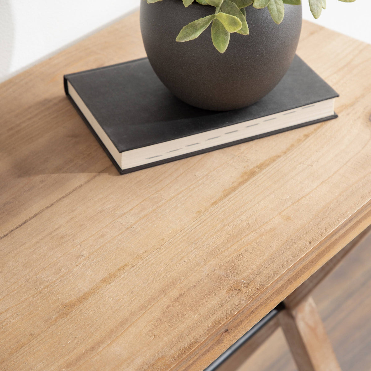 White Wood and Metal Side Table L3163