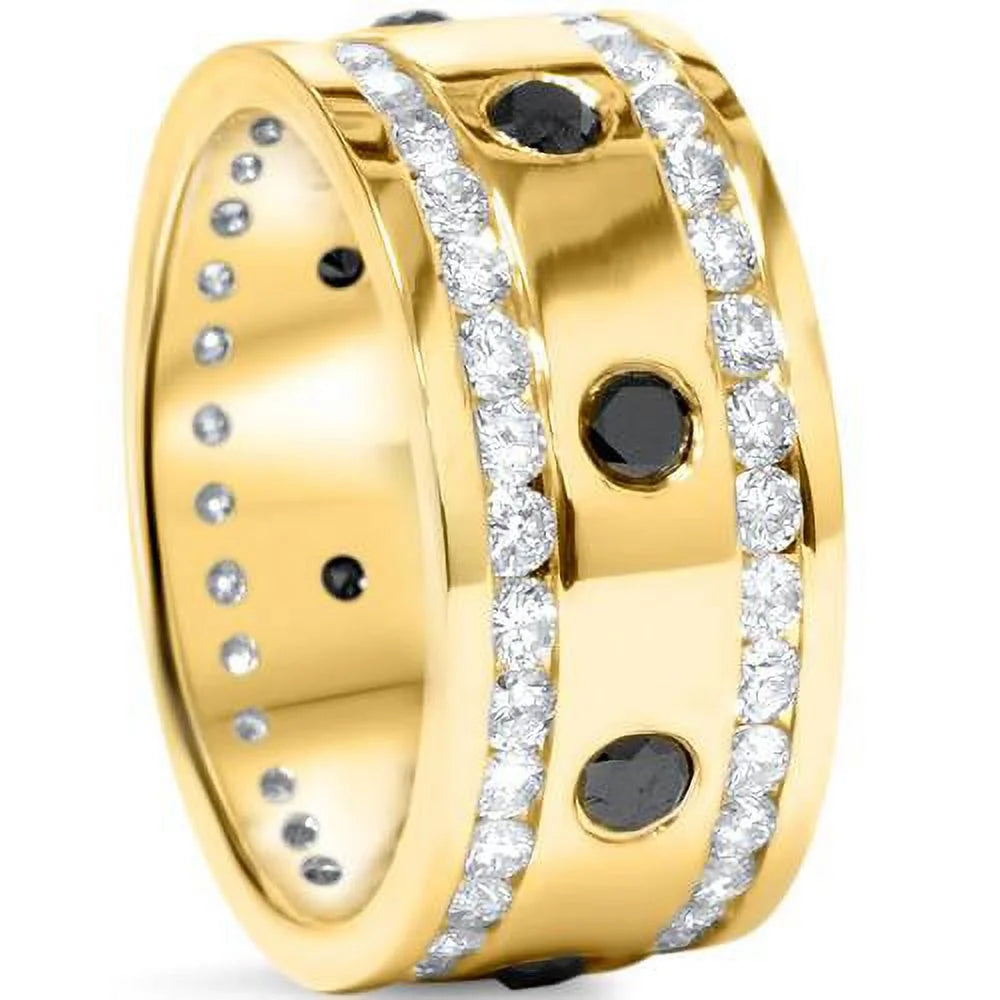 Black & White Diamond Eternity Ring 14K Yellow Gold P876409