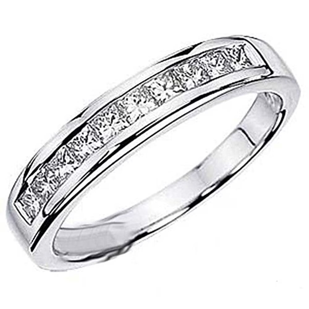 14k White Gold Princess Diamond Ring Band C450