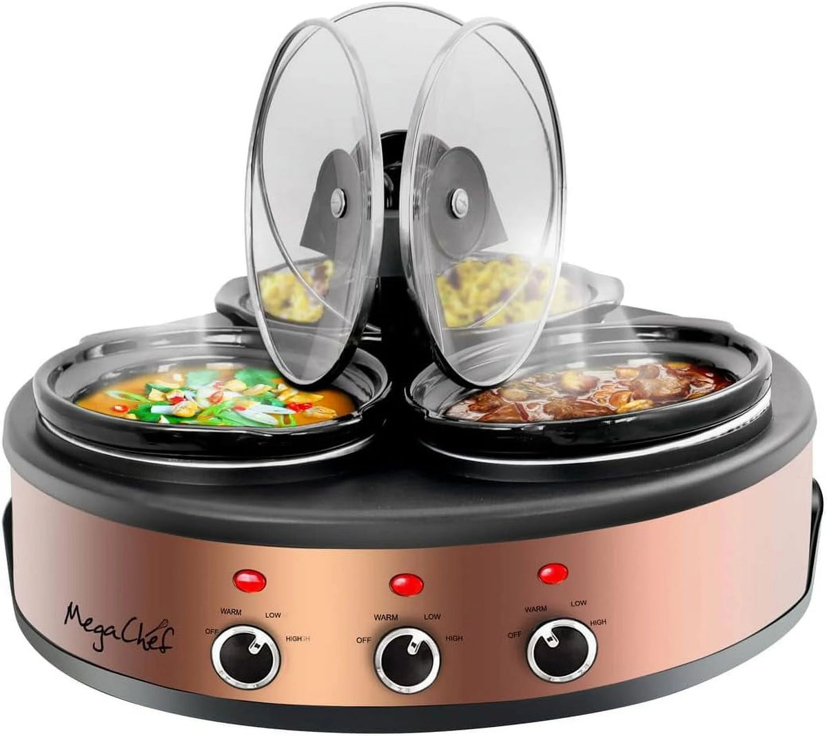 1.5 Quart Slow Cooker and Buffet Server with 3 Ceramic Cooking Pots Z92037