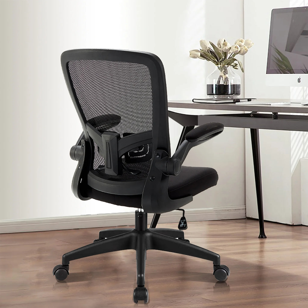 Black Ergonomic Office Chair with Lumbar Support and Flip up Arms F66263