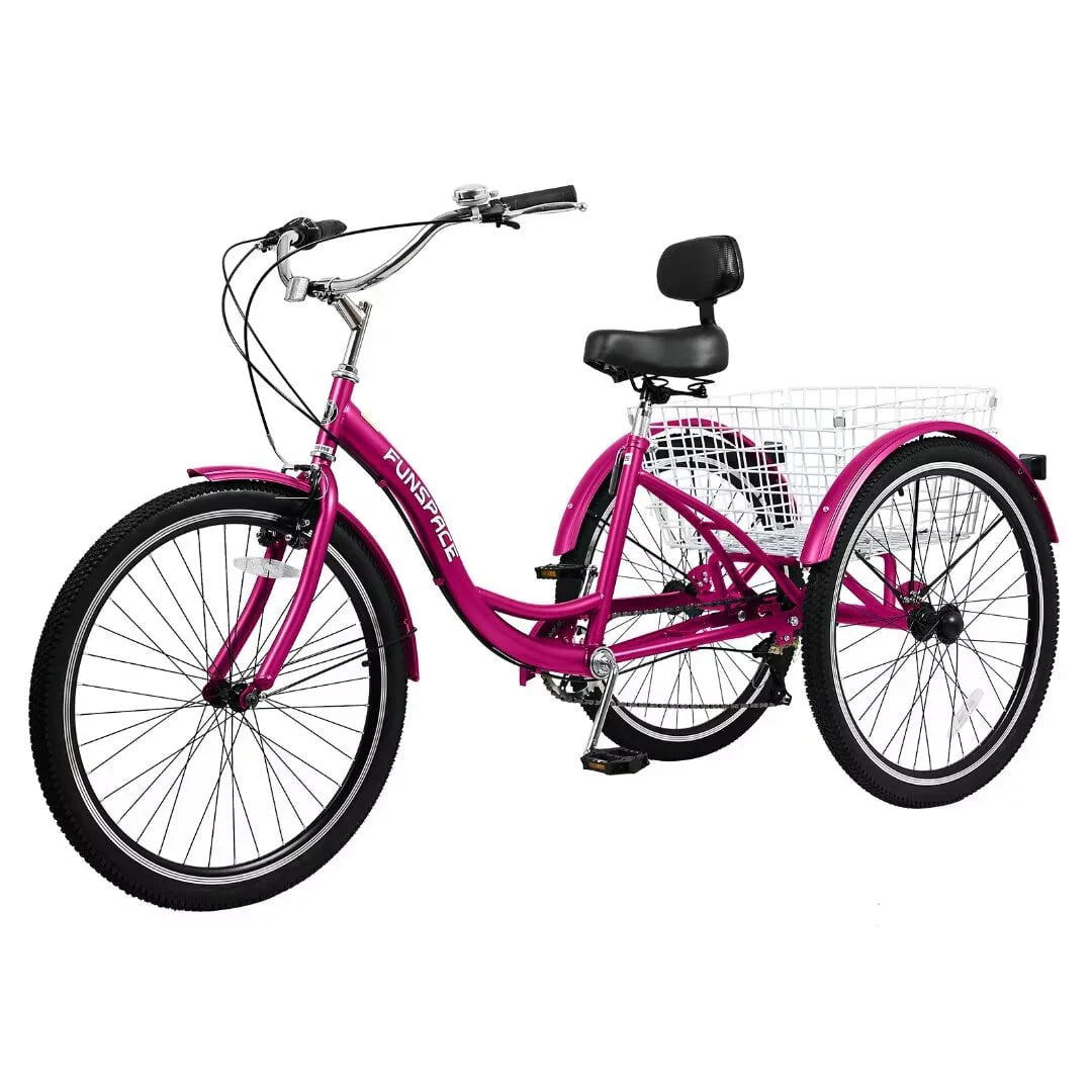 24/26 inch 3 Wheel 7 Speed Tricycle with Shopping Basket O10481