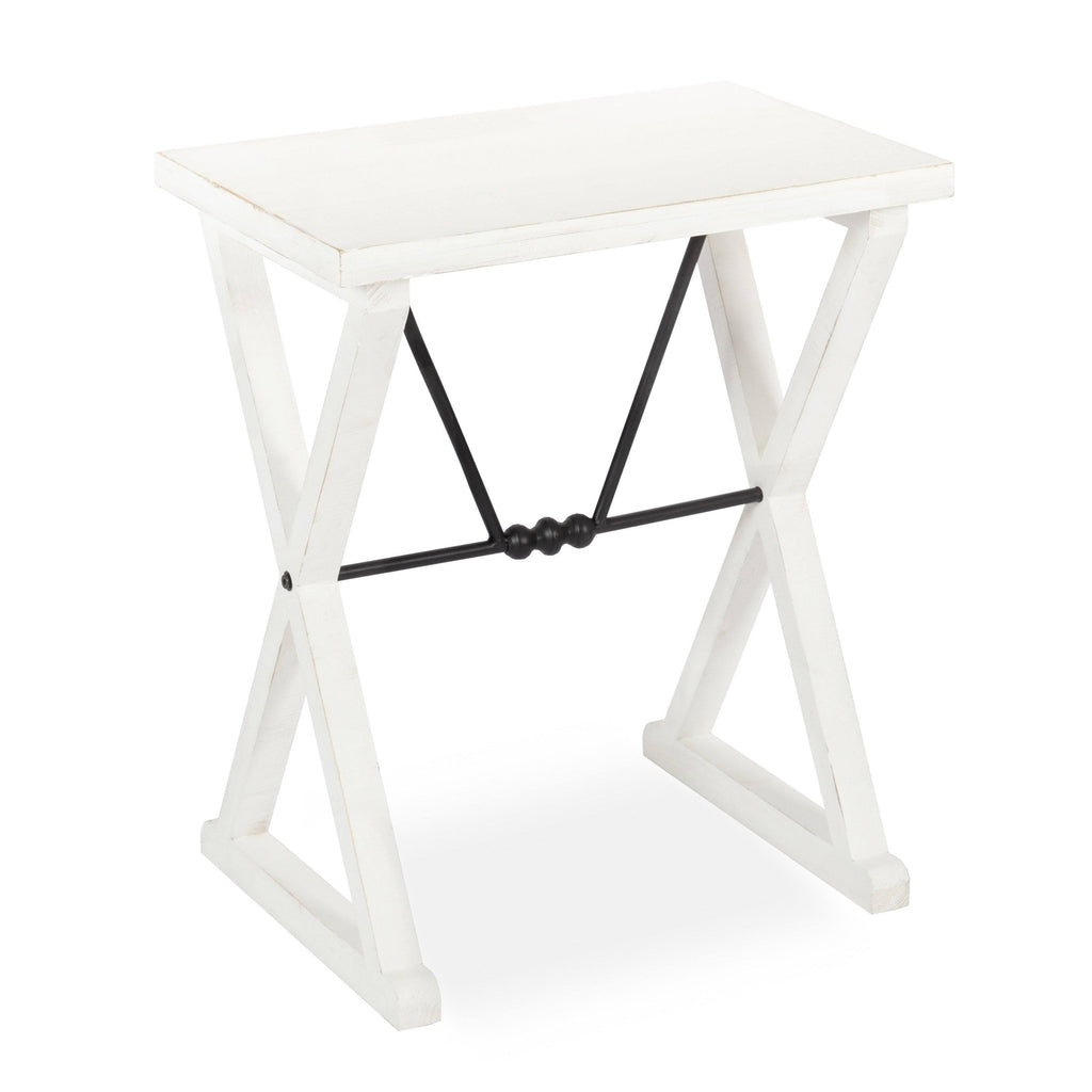 White Wood and Metal Side Table L3163