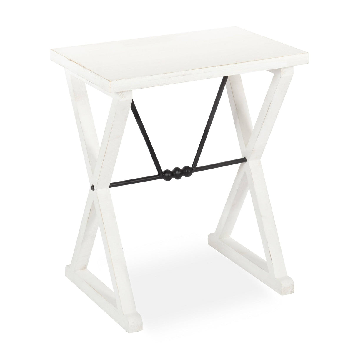 White Wood and Metal Side Table L3163