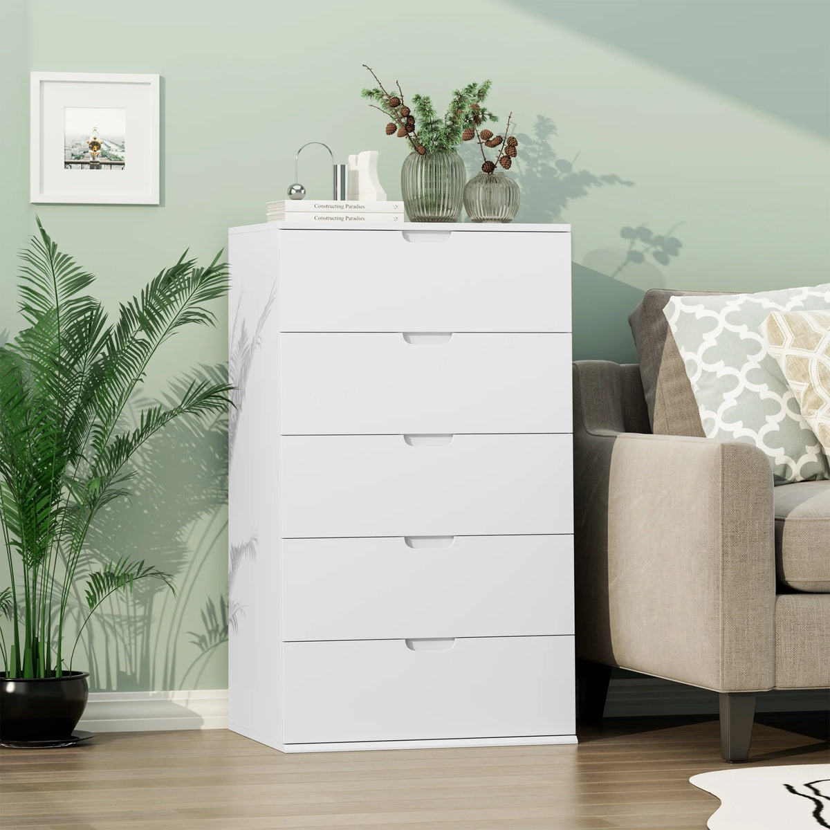 White 5 Drawer Dresser C23046