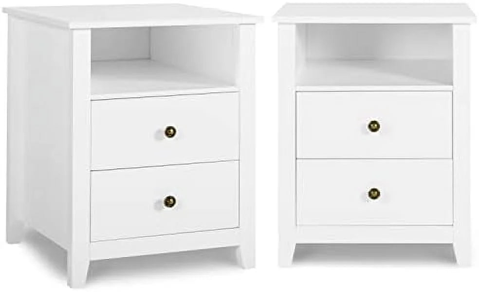 Black Wood Nightstand Set with Drawers Q786964