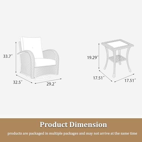 5 Pieces Wicker Patio Furniture Set with High Back Swivel Rocker Chairs F746