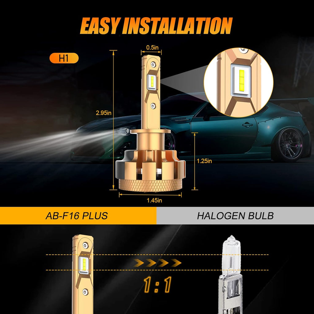 H1 LED Light Bulbs, 70W 7000lm Per Pair, 6000K Cool White, Pack of 2 L738133