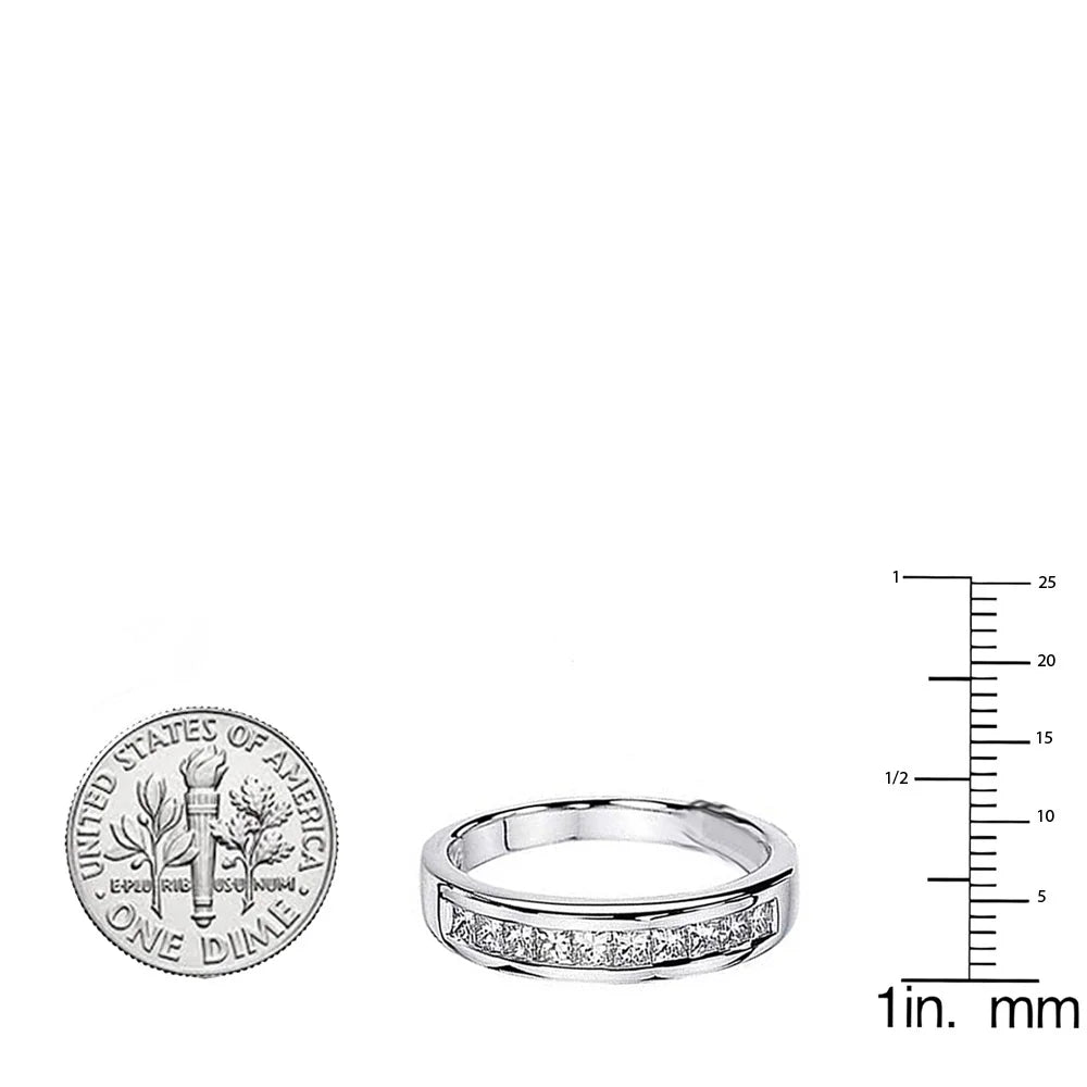 14k White Gold Princess Diamond Ring Band C450