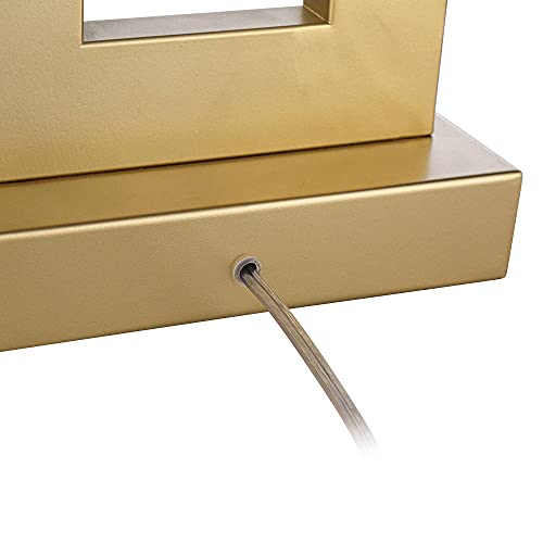 Gold Metal Table Lamp with Oatmeal Rectangular Shade P98534