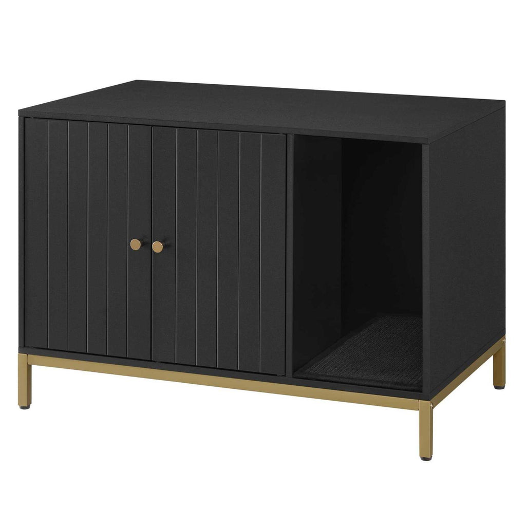 Modern Cat Litter Box Enclosure with Scratching Mat T2244