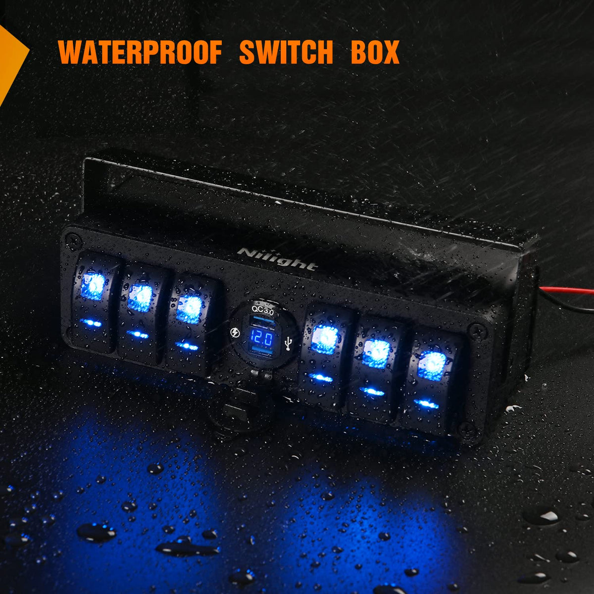 6 Gang Rocker Switch Panel with USB Charger Voltmeter, Pack of 2 R5784