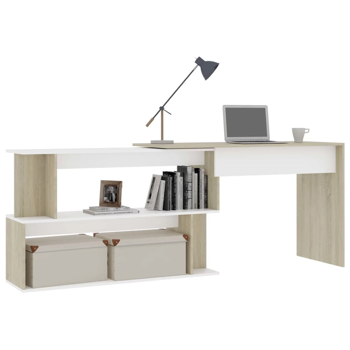 White and Sonoma Oak Corner Desk R92860
