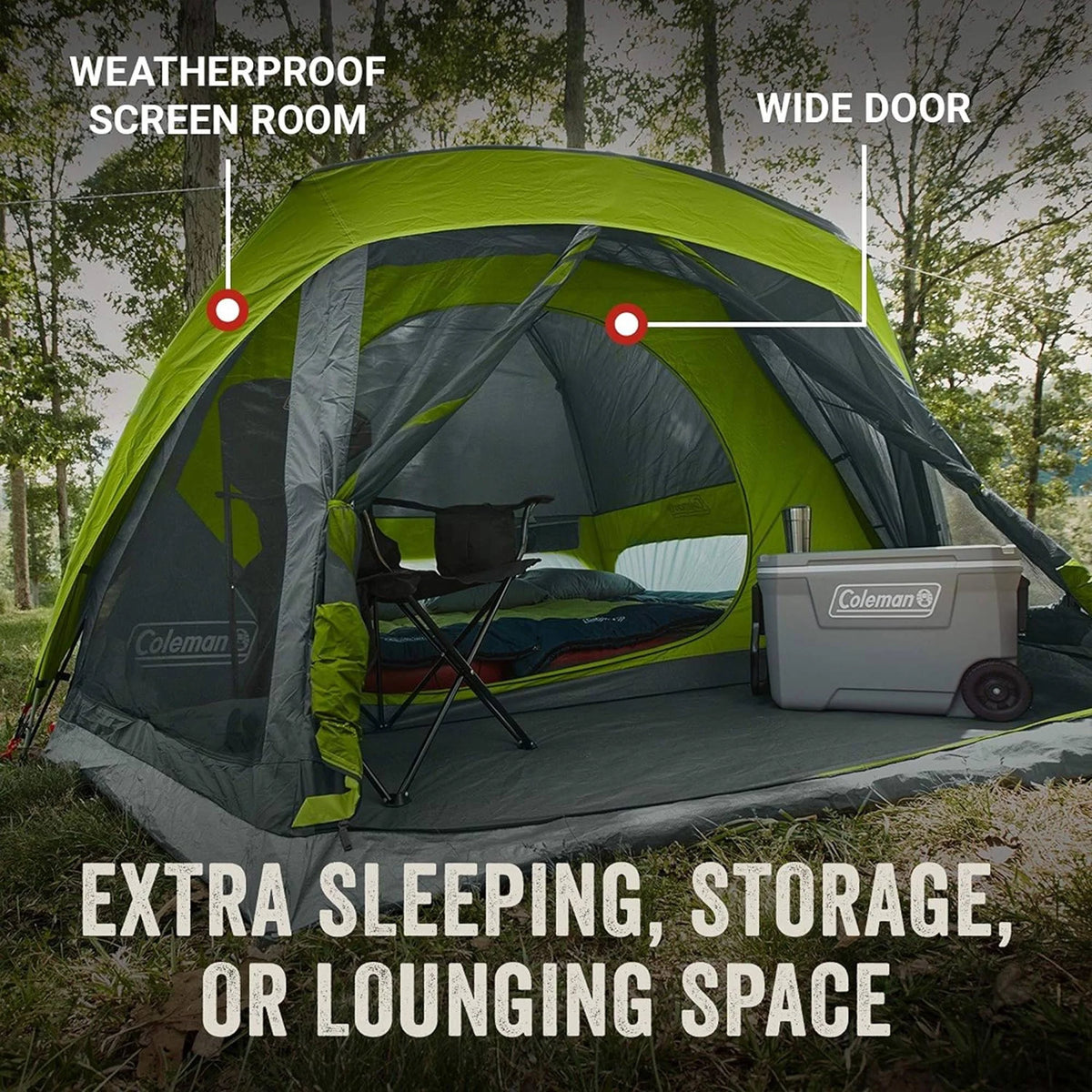 6 Person Camping Tent with Screen Room and Bag M443783