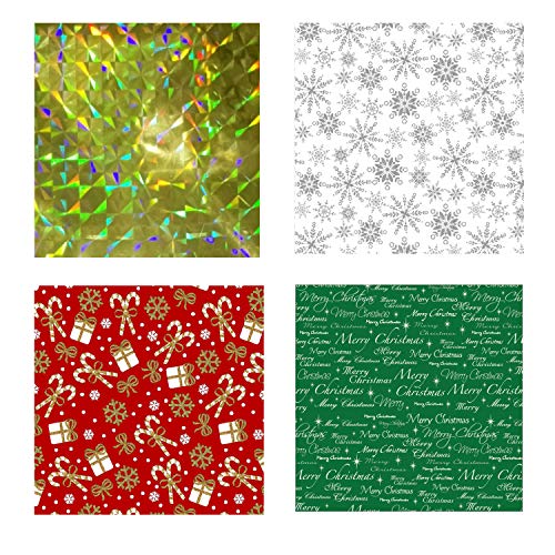 Christmas Gift Bags, 32Pcs Santa Wrapping Bag in 4 Sizes and 4 Designs with Ribbon Ties and Tags U16233