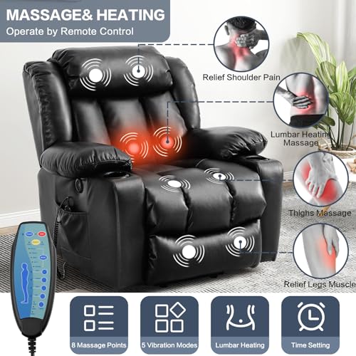 Ochre Leather Power Lift Recliner Chair with Massage & Heat X64076