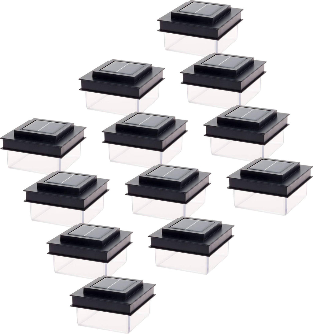 Translucent 12 Lumen LED Solar Post Cap Light 12 Pack Black E943