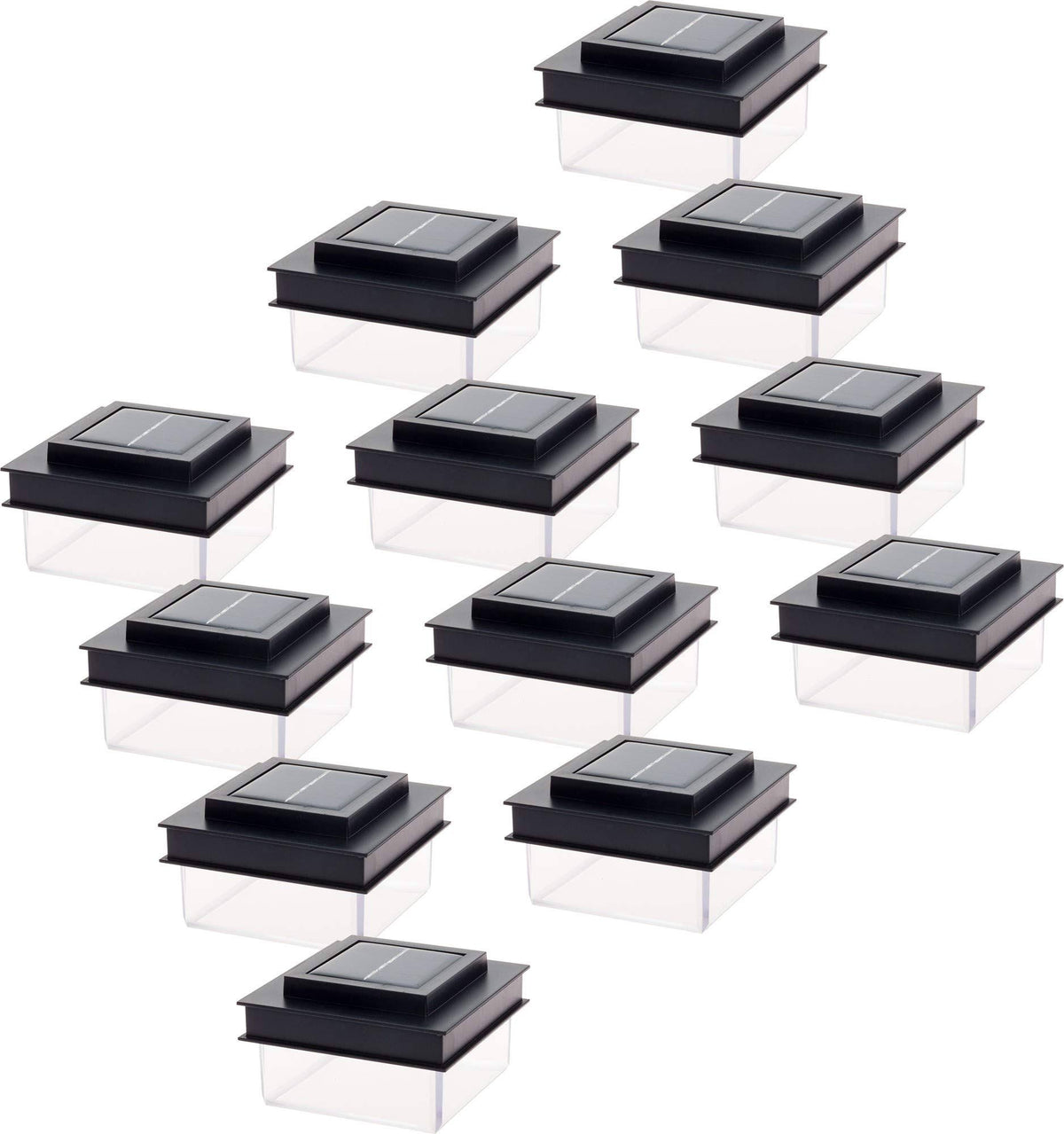 Translucent 12 Lumen LED Solar Post Cap Light 12 Pack Black E943