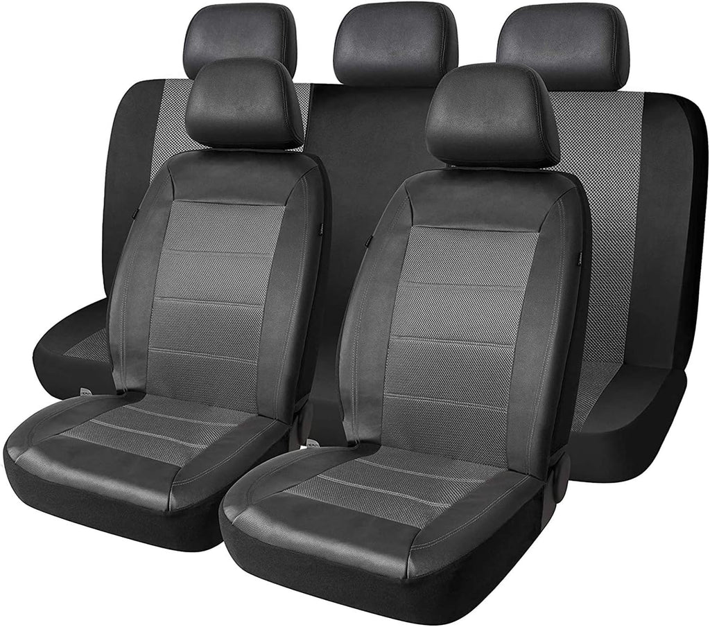Beige Mesh and Leather Car Seat Cover Pack of 2 R990561