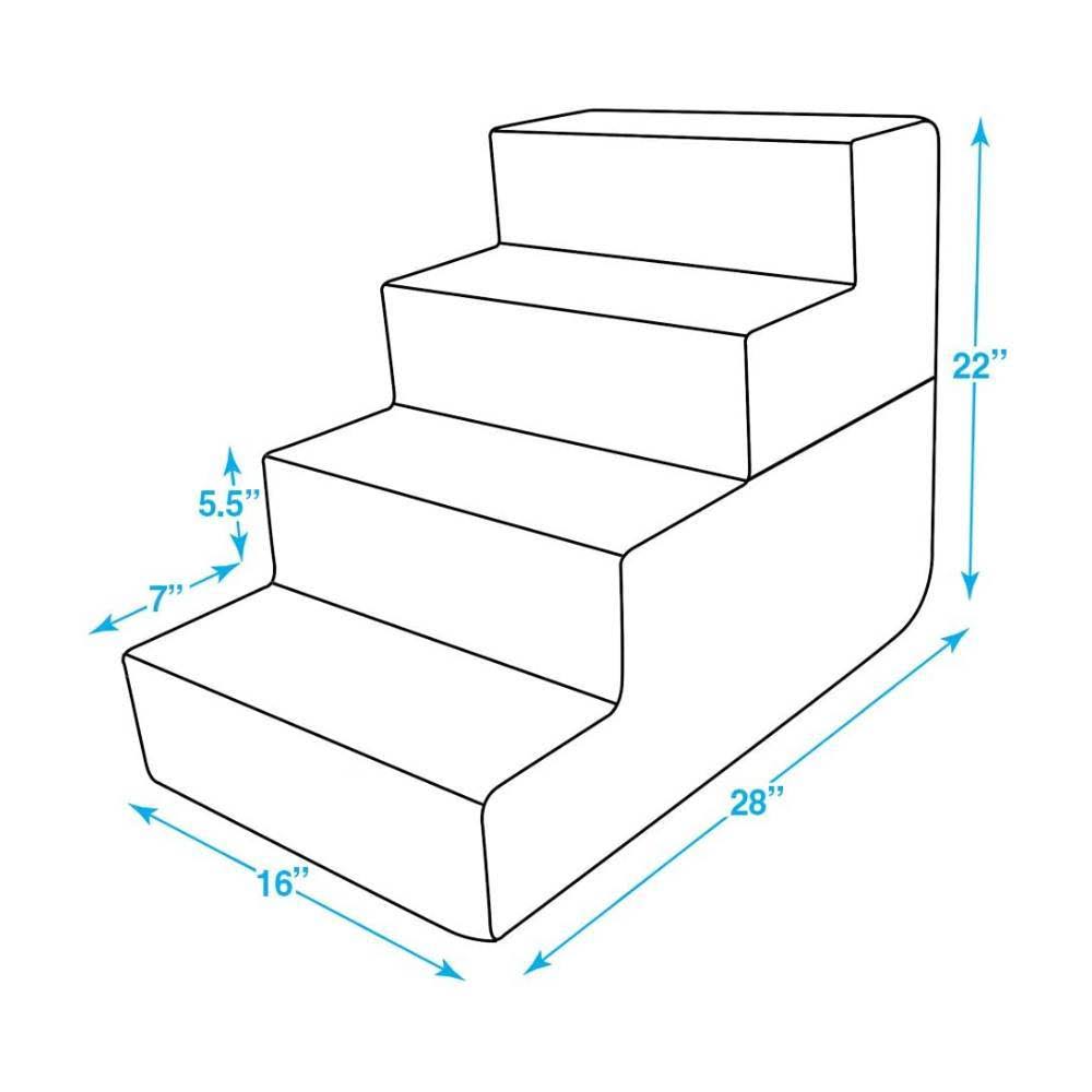 4-Step Pale Teal Linen Dog Cat Stairs K88840