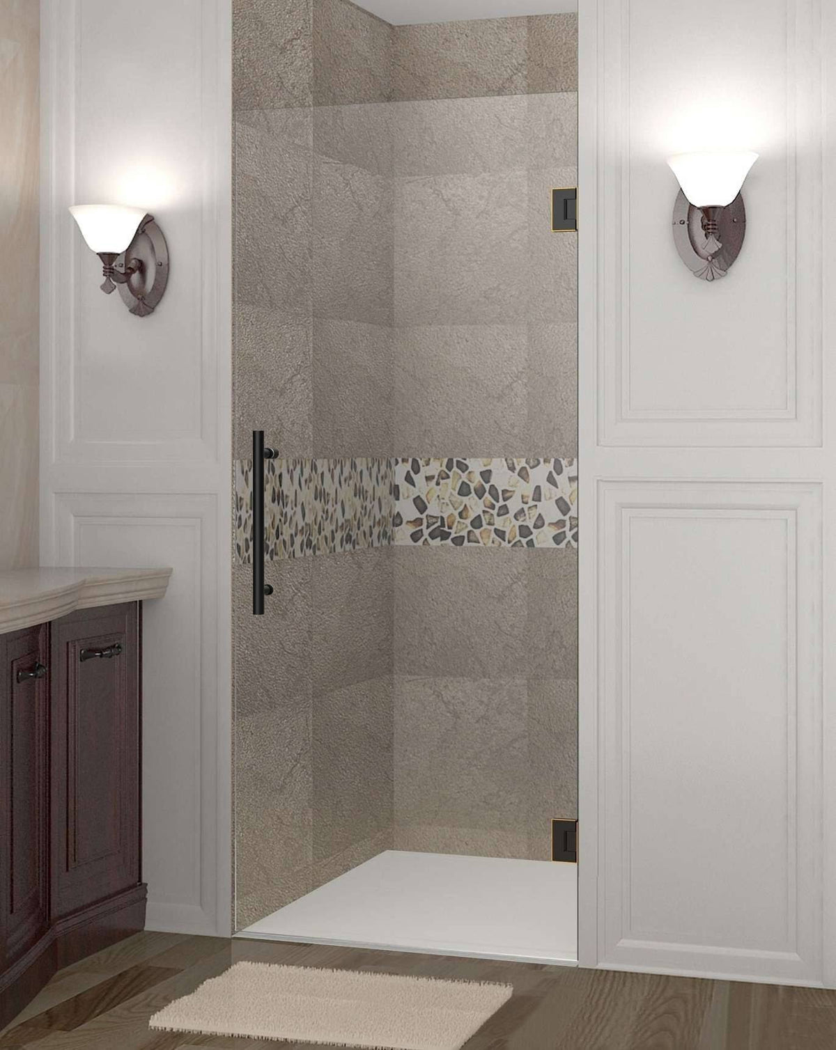 Oil Rubbed Bronze Frameless Hinged Shower Door D3673