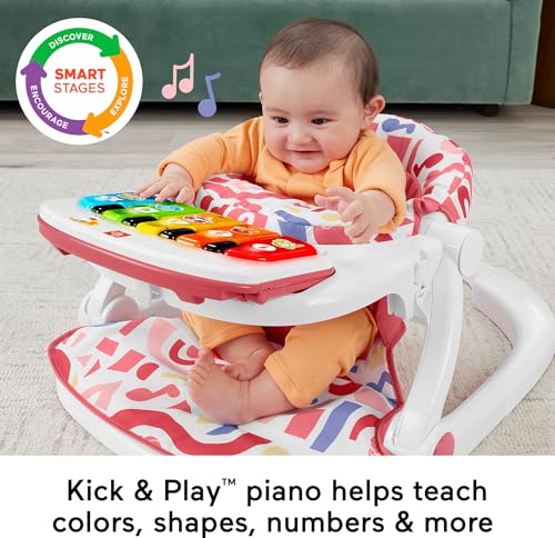Pink Portable Baby Chair with Piano Toy & Snack Tray W9796