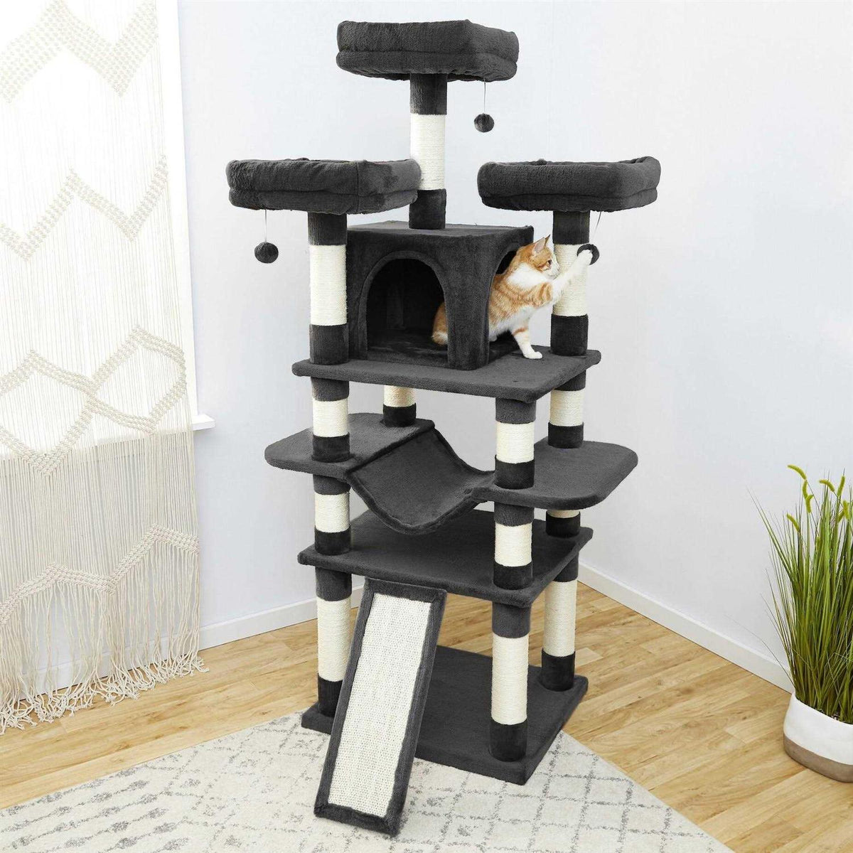 68-in Faux Fur Cat Tree Condo E1081