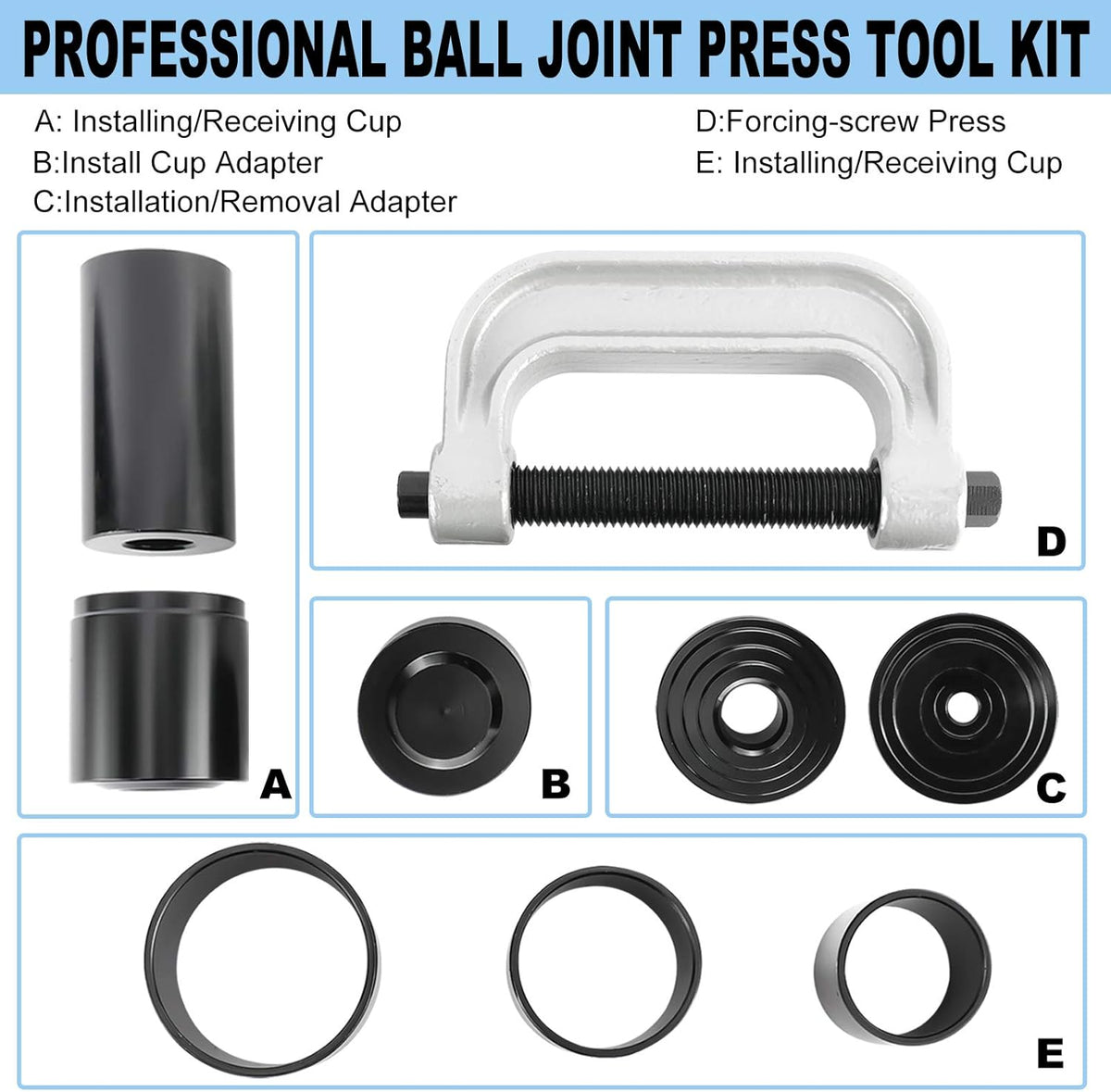 10Pcs Heavy Duty Ball Joint Press U Joint Tool Kit with 4 Adapters O402