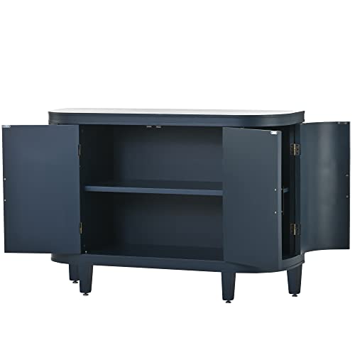 Grey Wooden Buffet Cabinet with Antique Pattern Doors Z4488