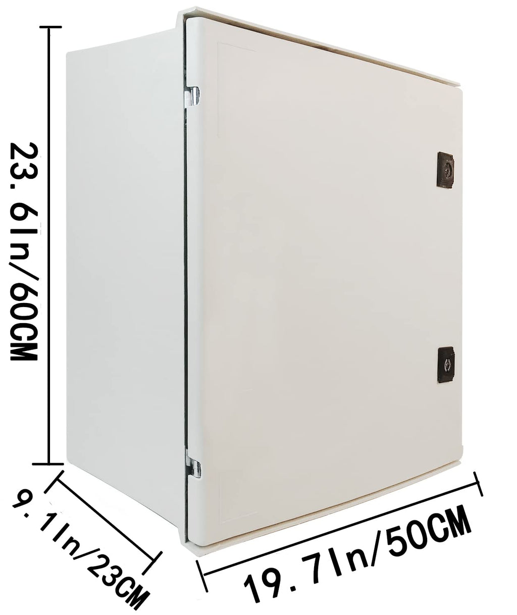 Fiberglass IP65 Weatherproof Electrical Enclosure Box with Hinges & Quarter-Turn Latches J7204