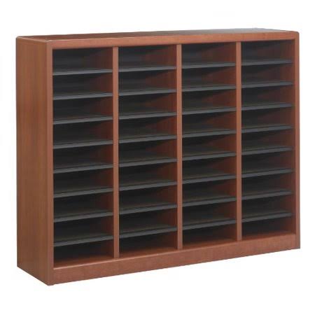 36 Compartment Wood Literature Organizer V20480