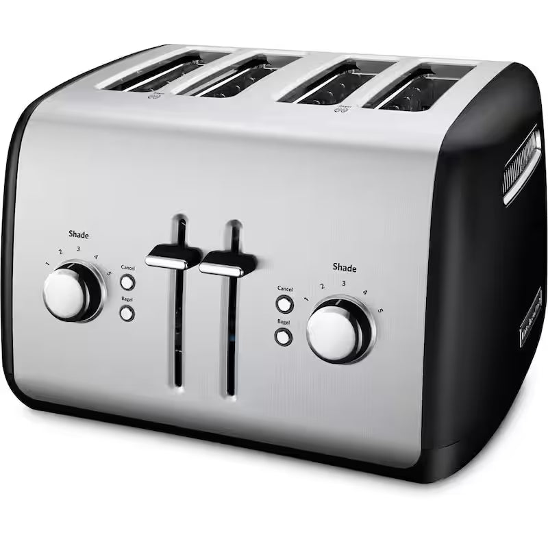 Onyx Black 4-Slice Wide Slot Toaster with Crumb Tray S1210