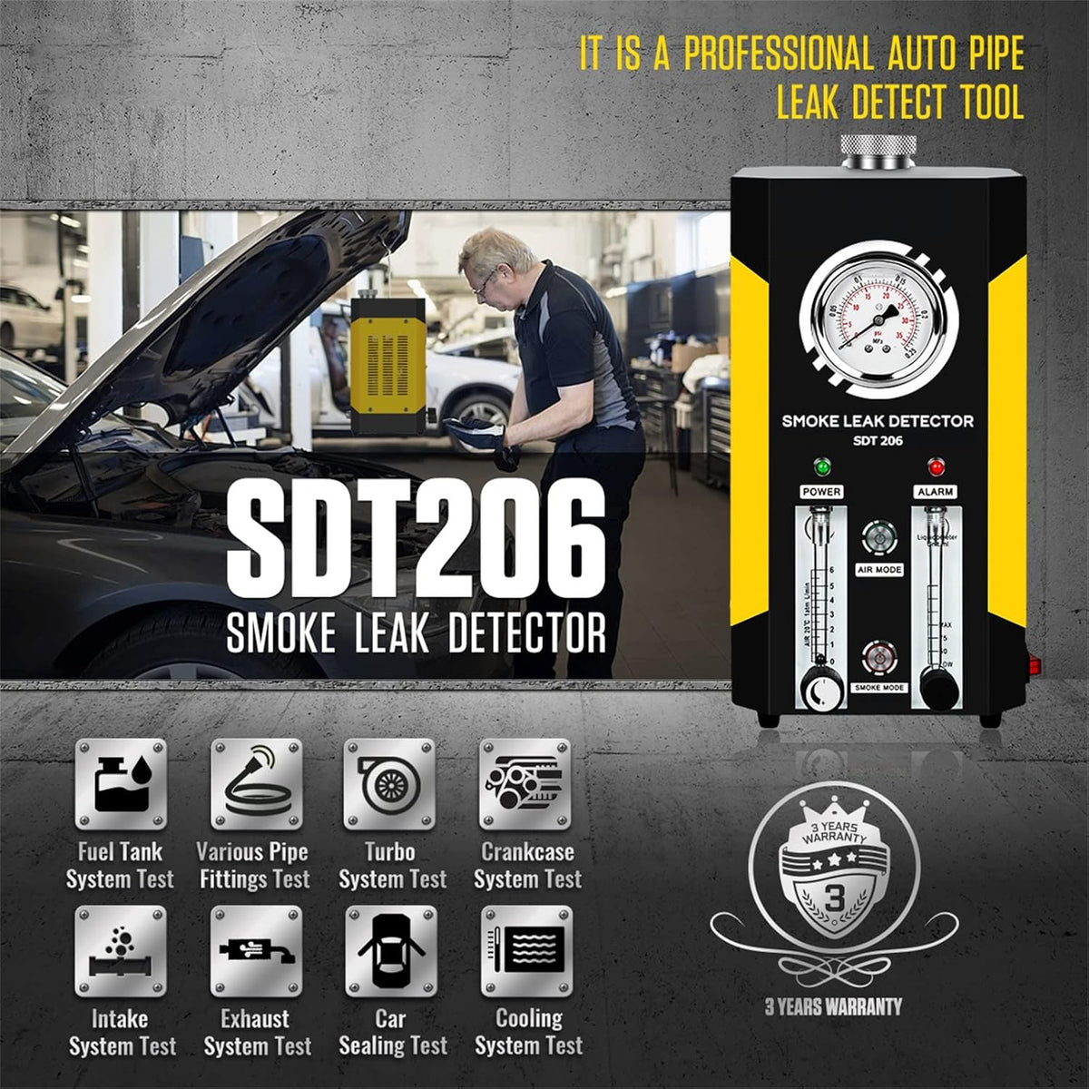 Automotive Smoke Machine Leak Detector EVAP 12V Car Pipe System Smoke Tester with Adjustable Flow Meter C354