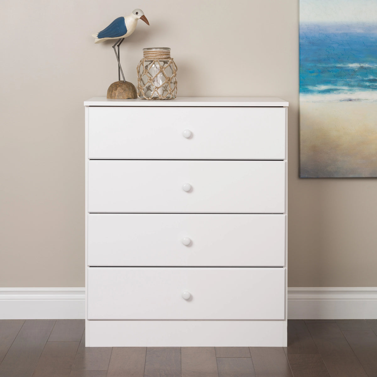 White 4-Drawer Vertical Dresser L433678