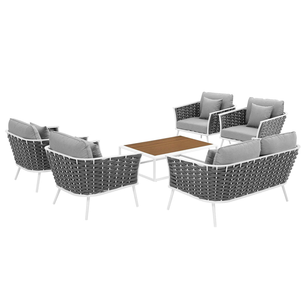 White Gray 6 Piece Outdoor Aluminum Sectional Sofa Set X962193