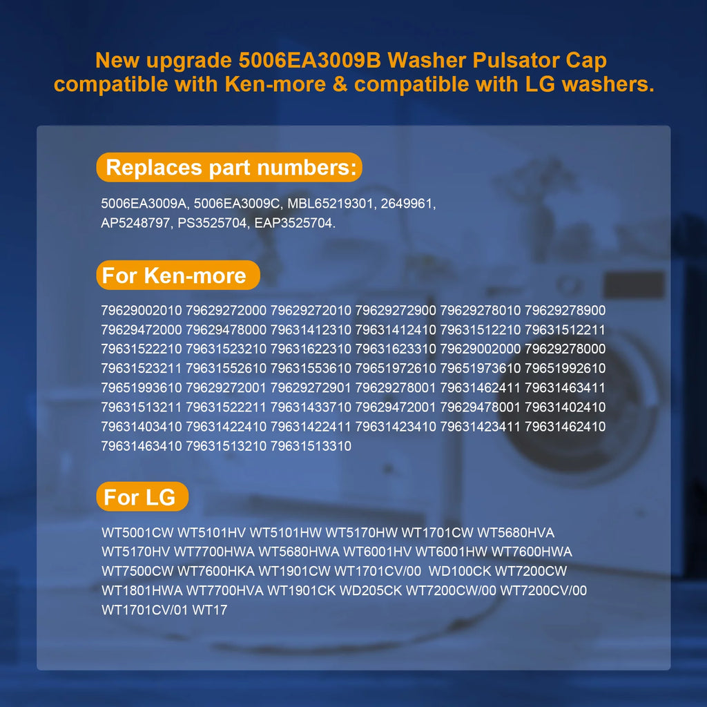 Upgraded Washer Pulsator Cap W562237