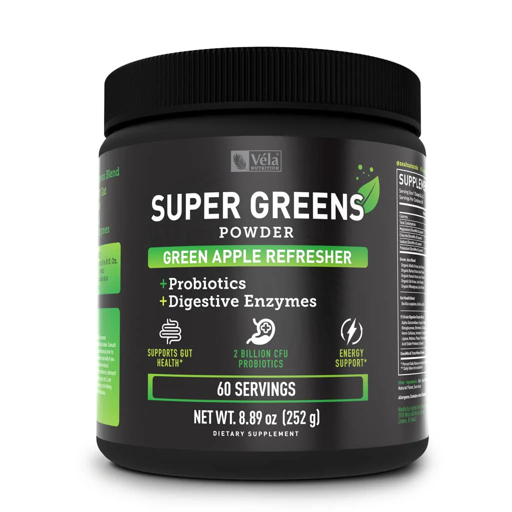 Super Greens Powder with 2 Billion Probiotics 60 Servings Green Apple A1016
