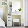 4 Drawer Makeup Vanity Desk with Stool Mirror and Light M755