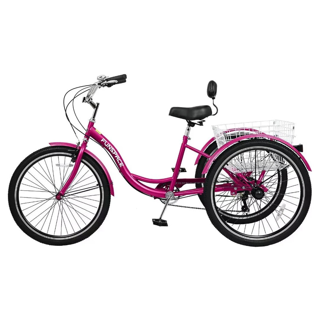 24/26 inch 3 Wheel 7 Speed Tricycle with Shopping Basket O10481