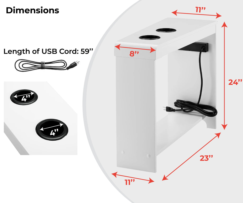 Narrow End Table with Charging Station R13643