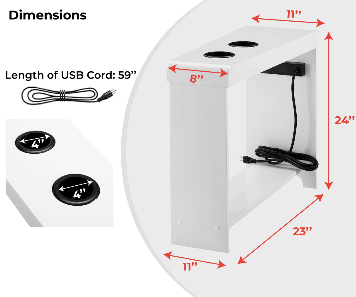 Narrow End Table with Charging Station R13643