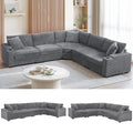 Beige Corduroy Sectional Corner Sofa with Cup Holders I677