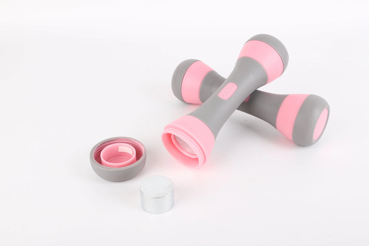 Adjustable Dumbbell Weight Pair 5-in-1 Non-Slip Neoprene 4.5 Lbs. Pink V6934