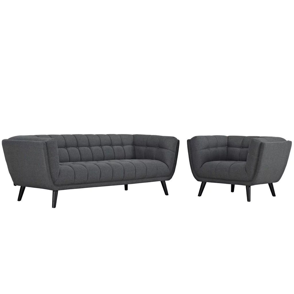 Gray Upholstered Fabric Sofa and Armchair Set M427