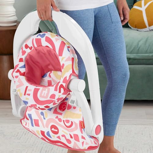 Pink Portable Baby Chair with Piano Toy & Snack Tray W9796