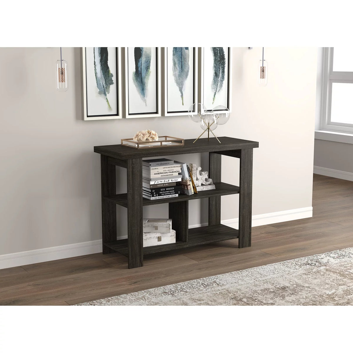 Dark Grey 3 Shelves Console Table I957697