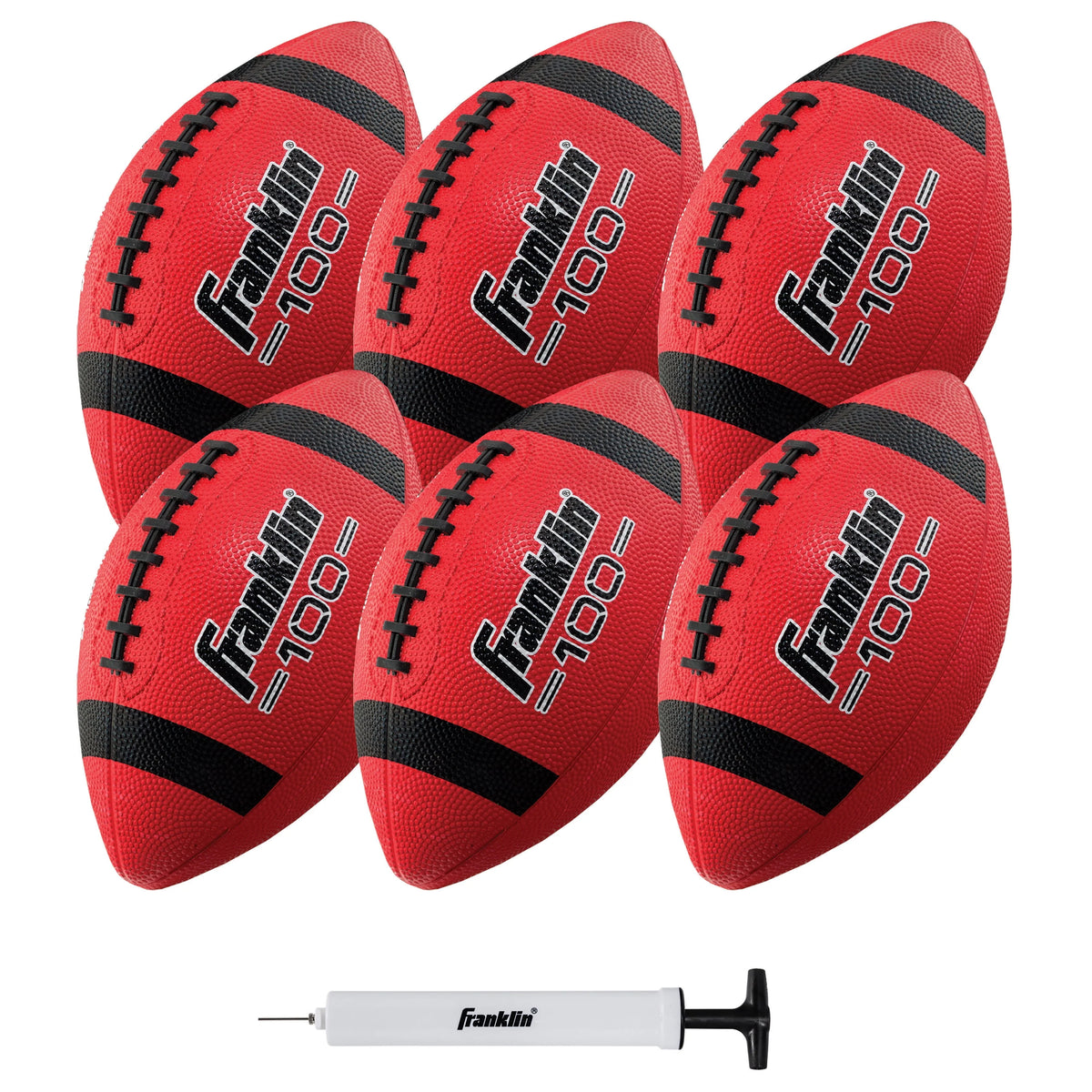 Junior Size Rubber Football 6 Pack with Pump M964139