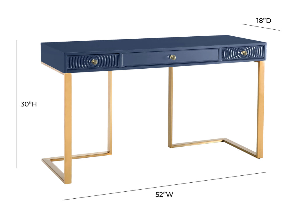 Blue Lacquer Office Desk With Gold Legs T855