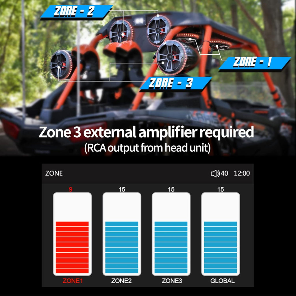 UTV Stereo AM/FM with Bluetooth Streaming 3 Zone A30542